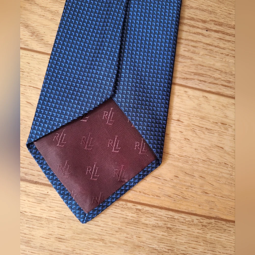 Vintage Polo Ralph Lauren Necktie Men's Blue Checked 100% Silk 57